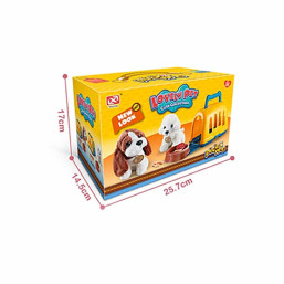 Plush pet dog set and cage / 8pcs